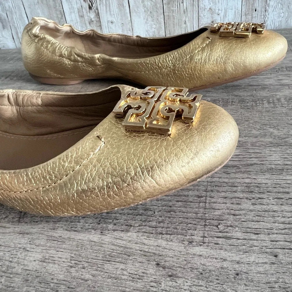 Tory Burch Gold Melinda Ballet Flats - Picture 3 of 13